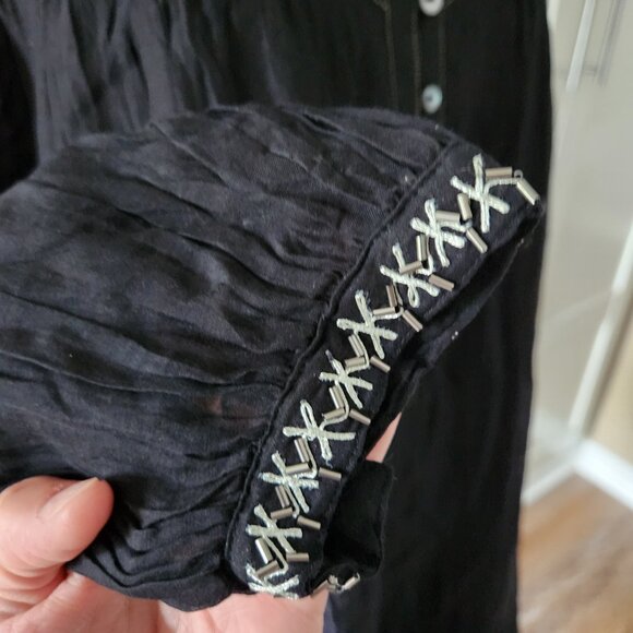 Sundance Size XL Cotton Silk Black Semi Sheer Layered Whimsigoth Tunic Blouse - Picture 5 of 10